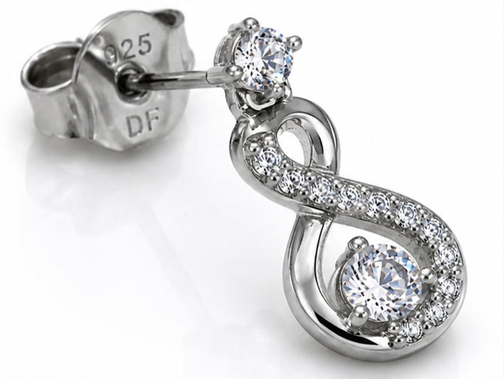 Diamonfire Sterling Silver Zirconia Infinity Drop Earrings