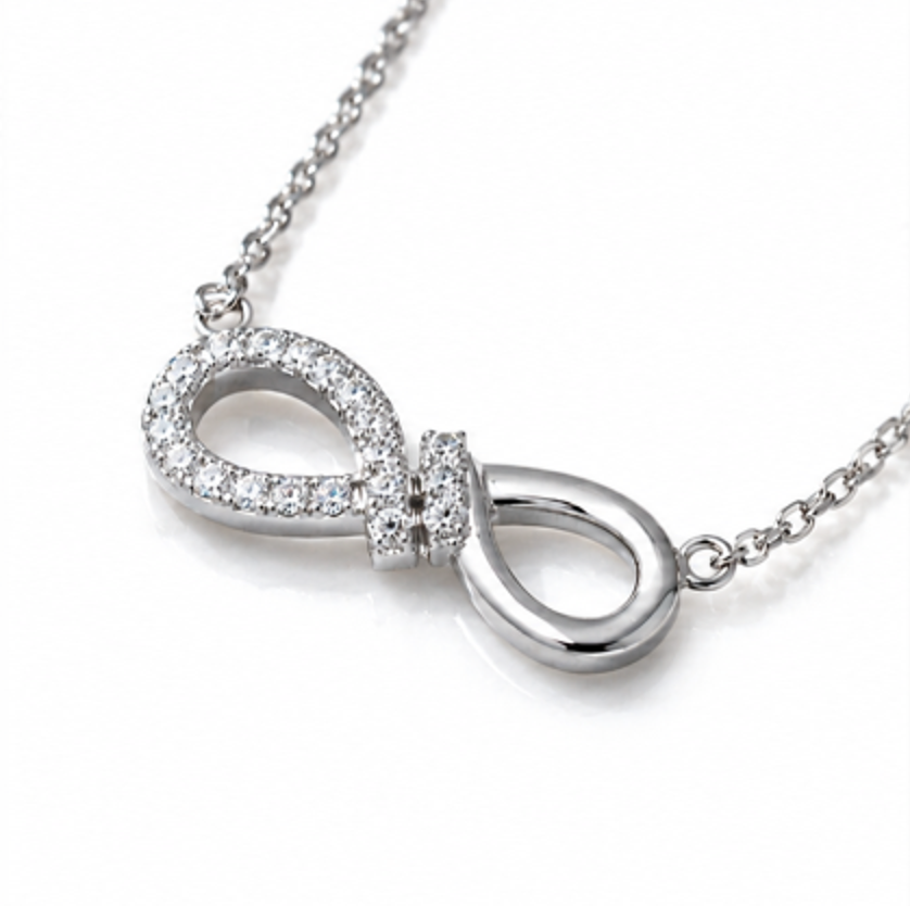 Sterling Silver Cubic Zirconia Infinity Necklace