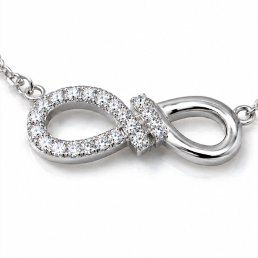 Sterling Silver Cubic Zirconia Infinity Necklace