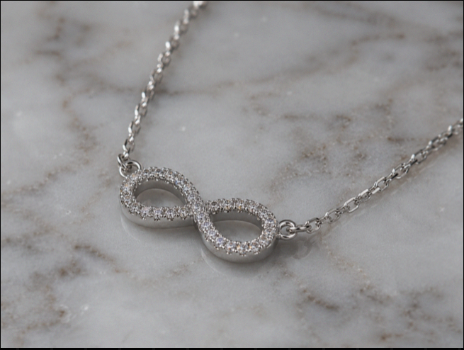 Sterling Silver Moissanite Infinity Pendant Necklace