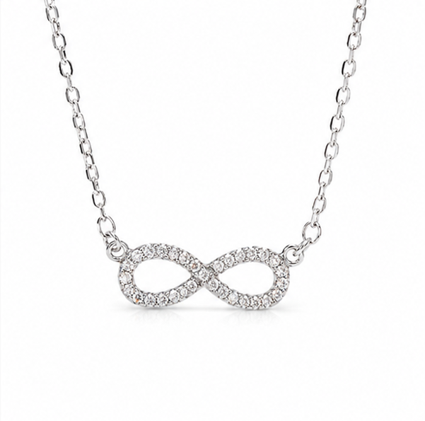 Sterling Silver Moissanite Infinity Pendant Necklace