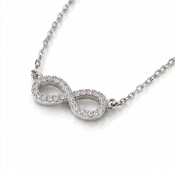 Sterling Silver Moissanite Infinity Pendant Necklace