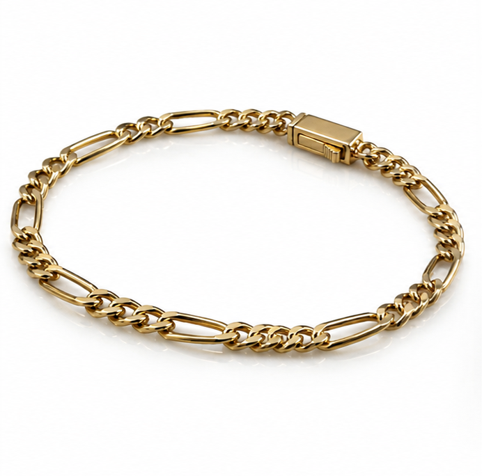 Men’s Yellow Gold-Plated Sterling Silver Figaro Bracelet