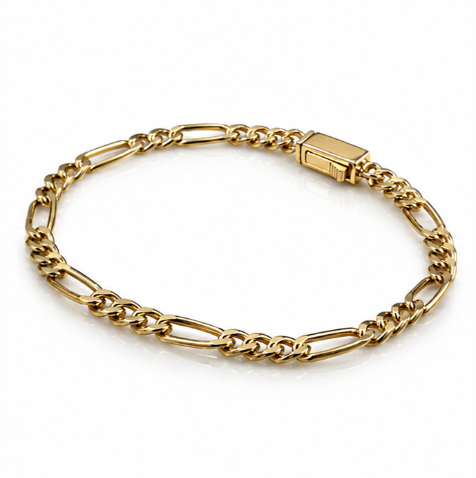 Men’s Yellow Gold-Plated Sterling Silver Figaro Bracelet