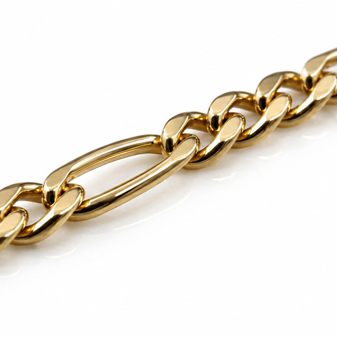 Men’s Yellow Gold-Plated Sterling Silver Figaro Bracelet