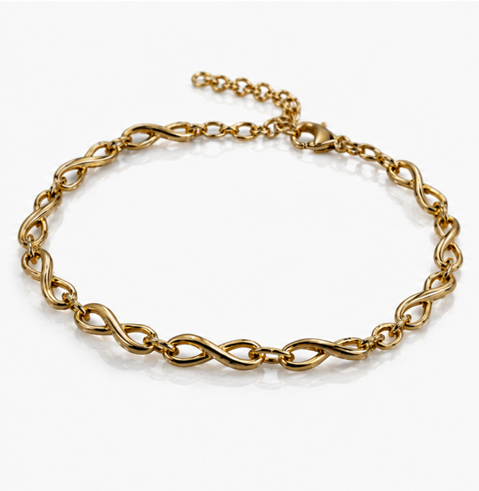 9ct Yellow Gold Infinity Link Bracelet