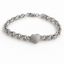 Children’s Sterling Silver Cubic Zirconia Heart Belcher Bracelet