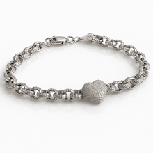 Children’s Sterling Silver Cubic Zirconia Heart Belcher Bracelet