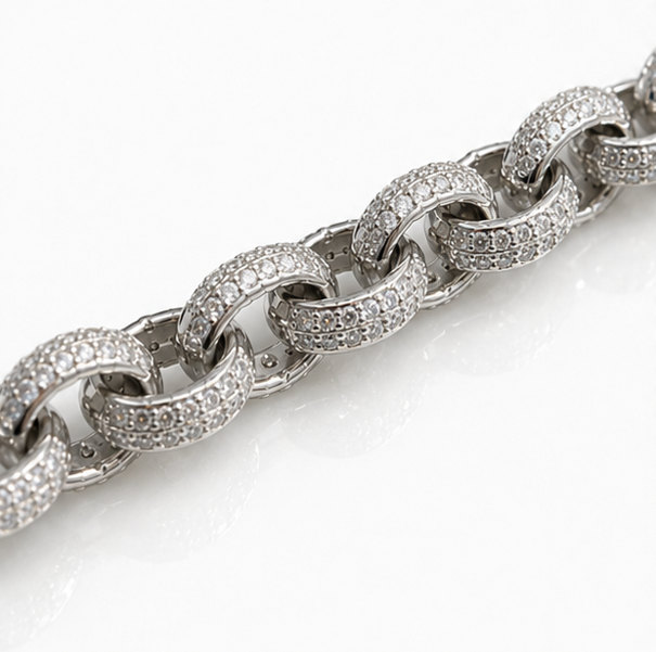 Children’s Sterling Silver Cubic Zirconia Heart Belcher Bracelet