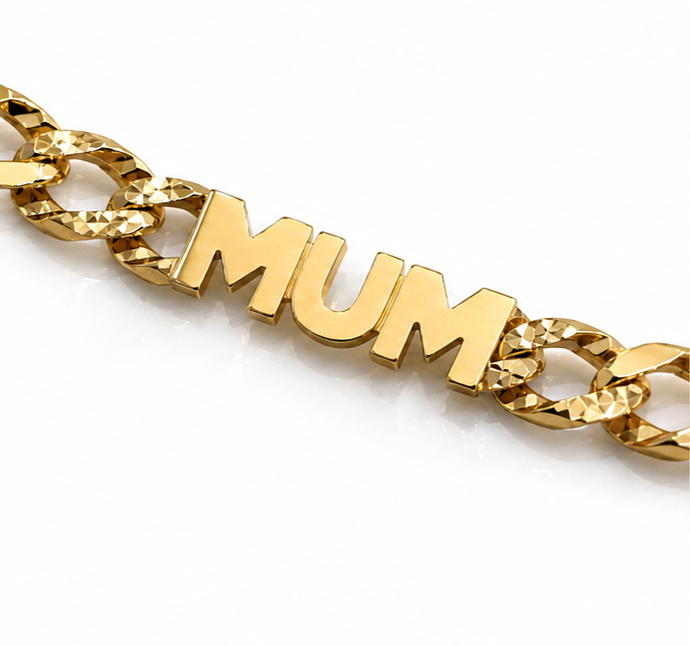 9ct Yellow Gold Mum Curb Link Bracelet