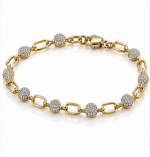 9ct Yellow Gold Cubic Zirconia Circle & Oblong Link Bracelet