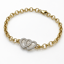 9ct Yellow Gold Cubic Zirconia Double Heart Children's Bracelet