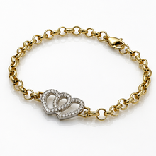 9ct Yellow Gold Cubic Zirconia Double Heart Children's Bracelet