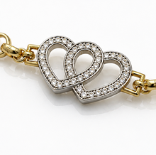 9ct Yellow Gold Cubic Zirconia Double Heart Children's Bracelet