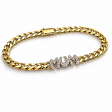 9ct Yellow Gold Cubic Zirconia Mum Curb Bracelet