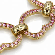 9ct Yellow Gold Pink Cubic Zirconia Heart Belcher Bracelet 7.5 Inch