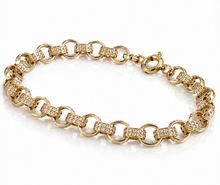 Men’s 9ct Yellow Gold Cubic Zirconia Belcher Bracelet 8.5 Inch