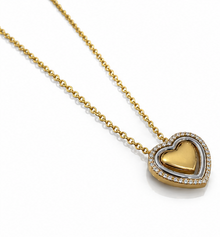 9ct Two-Tone Gold Cubic Zirconia Triple Heart Necklace 16–17 Inch