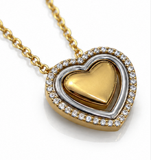 9ct Two-Tone Gold Cubic Zirconia Triple Heart Necklace 16–17 Inch