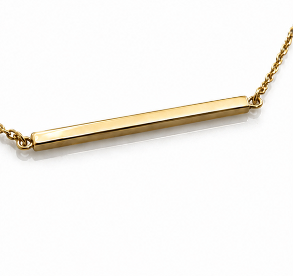 9ct Yellow Gold Bar and Circle Layered Necklace 17.5 Inch