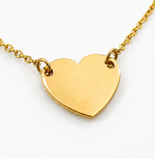 9ct Yellow Gold Plain Heart Necklace 16 Inch