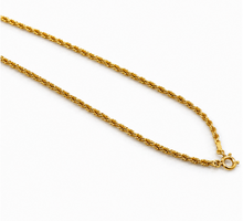 9ct Yellow Gold 2.2mm Hollow Rope Chain Necklace 16–22 Inch