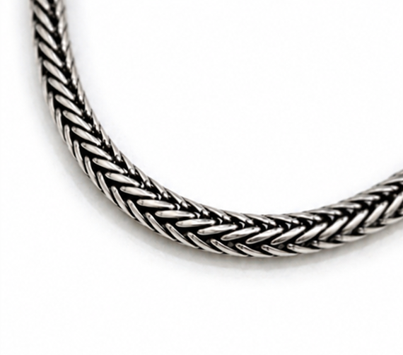 Fred Bennett Oxidised Sterling Silver Foxtail Chain