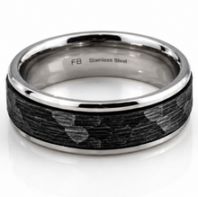 Fred Bennett Stainless Steel Black Faceted Spinner Ring