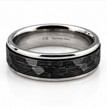 Fred Bennett Stainless Steel Black Faceted Spinner Ring
