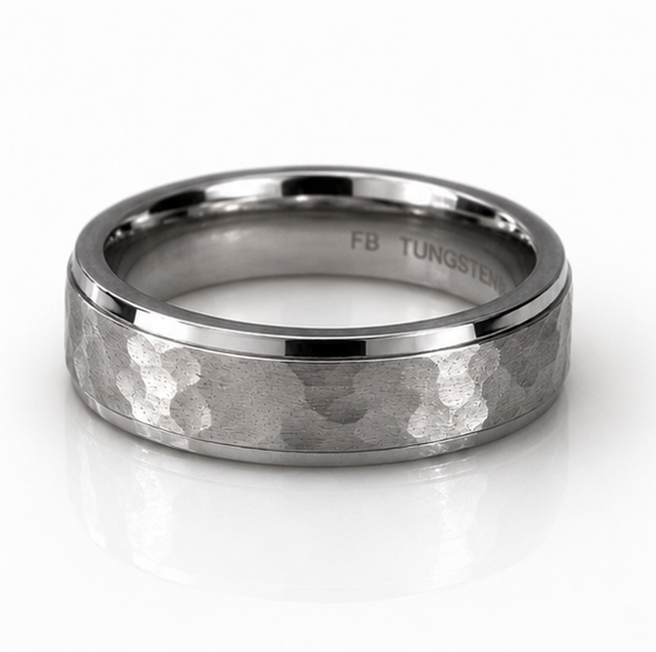 Fred Bennett Stainless Steel Hammered Finish Band Ring