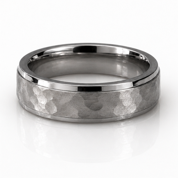 Fred Bennett Stainless Steel Hammered Finish Band Ring