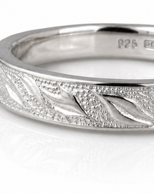 Sterling Silver Engraved Floral Band Ring