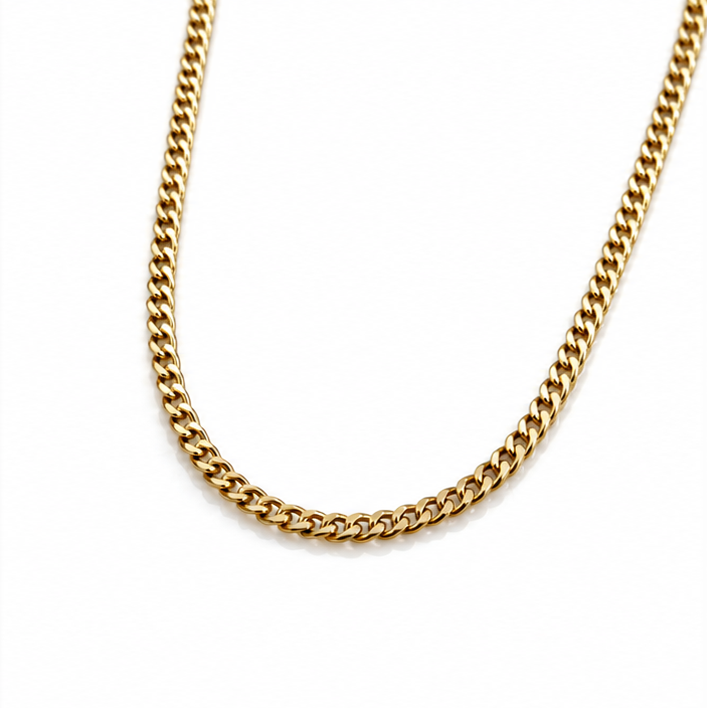 9ct Yellow Gold 2.5mm Diamond-Cut Curb Chain