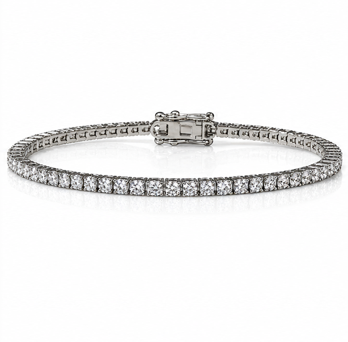 18ct White Gold Lab-Grown Diamond Tennis Bracelet