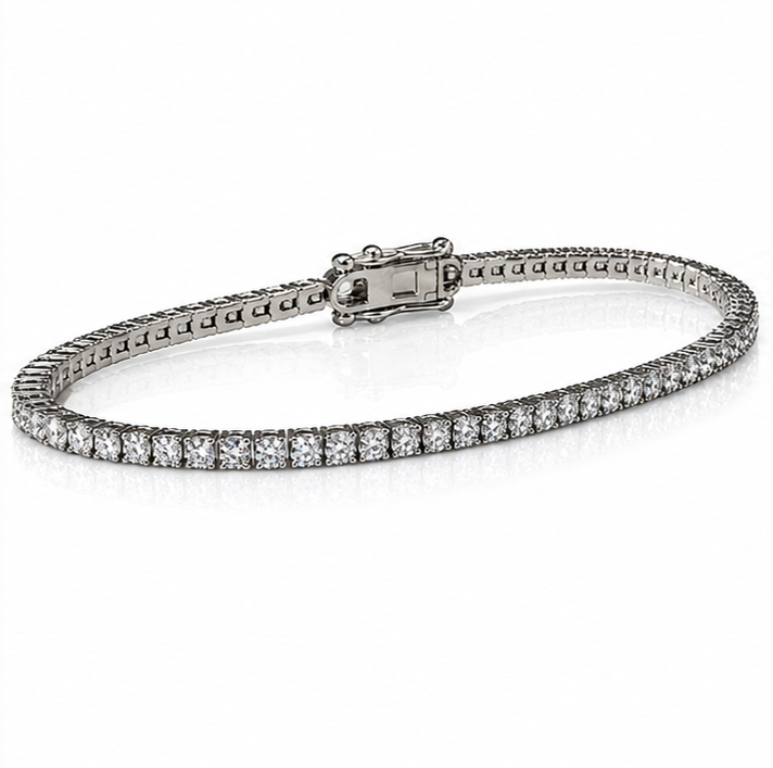 18ct White Gold Lab-Grown Diamond Tennis Bracelet