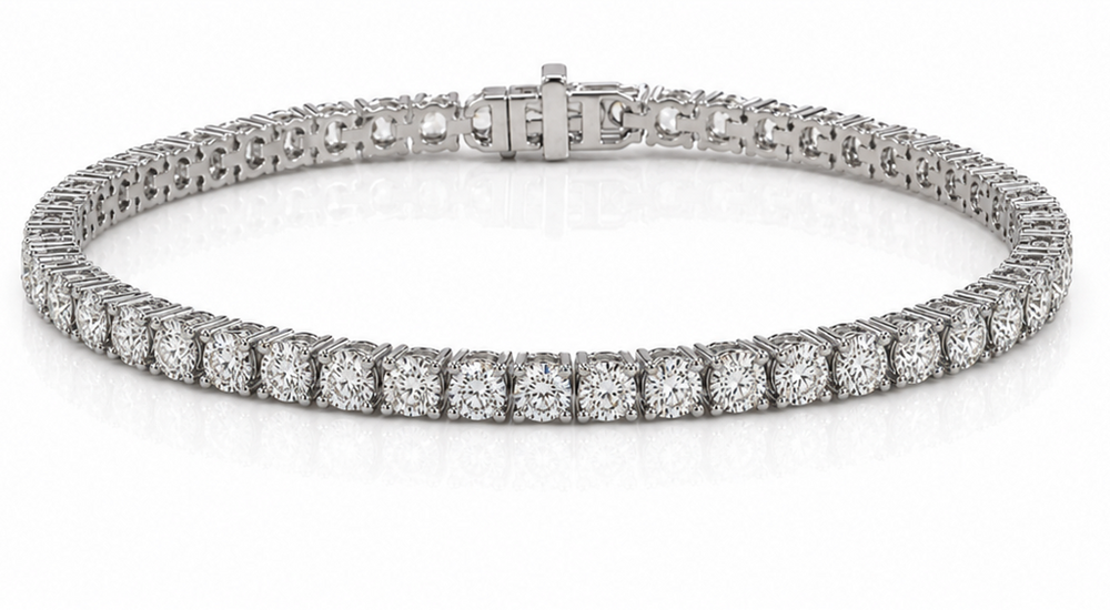 14ct White Gold 3ct Natural Diamond Tennis Bracelet 7 Inch