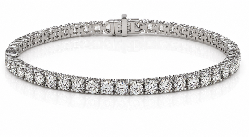 14ct White Gold 3ct Natural Diamond Tennis Bracelet 7 Inch