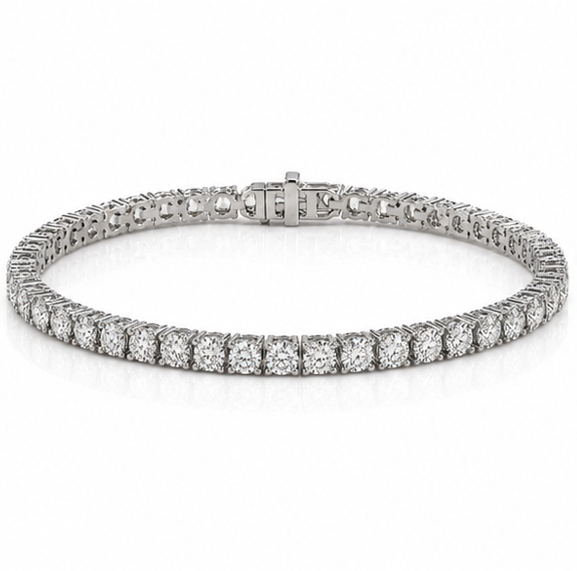 14ct White Gold 3ct Natural Diamond Tennis Bracelet 7 Inch