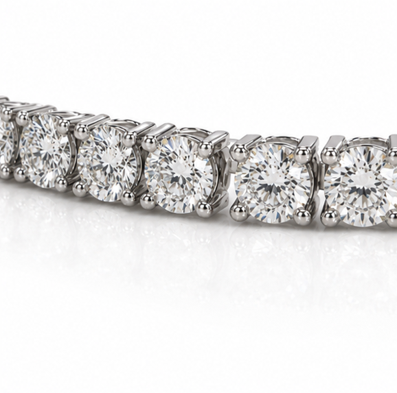 14ct White Gold 3ct Natural Diamond Tennis Bracelet 7 Inch