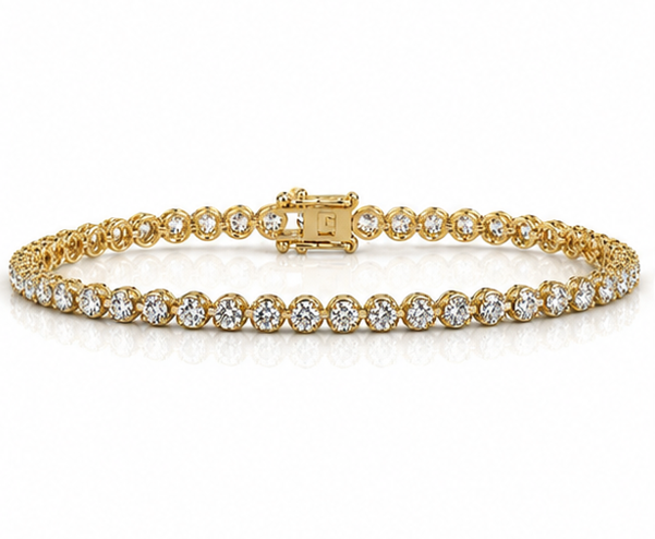 9ct Yellow Gold 3ct Lab-Grown Diamond Tennis Bracelet 7 Inch
