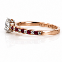 9ct Rose & White Gold 0.49ct Diamond & Ruby Hidden Halo Engagement Ring