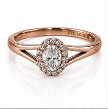 9ct Rose Gold 0.47ct Oval Halo Diamond Engagement Ring