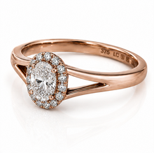 9ct Rose Gold 0.47ct Oval Halo Diamond Engagement Ring