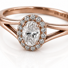 9ct Rose Gold 0.47ct Oval Halo Diamond Engagement Ring