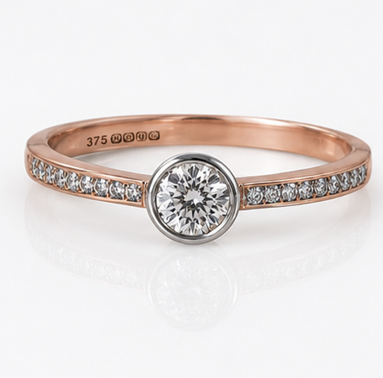 9ct Rose & White Gold Channel-Set Diamond Engagement Ring