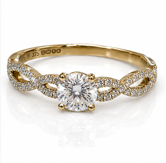 9ct Yellow Gold Diamond Double Twist Engagement Ring