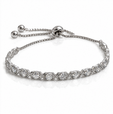 Sterling Silver Moissanite Cross-Link Slider Bracelet