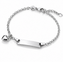 Sterling Silver Heart Charm ID Bracelet 17cm