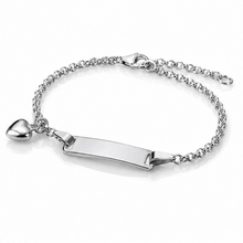 Sterling Silver Heart Charm ID Bracelet 17cm