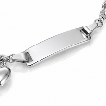 Sterling Silver Heart Charm ID Bracelet 17cm